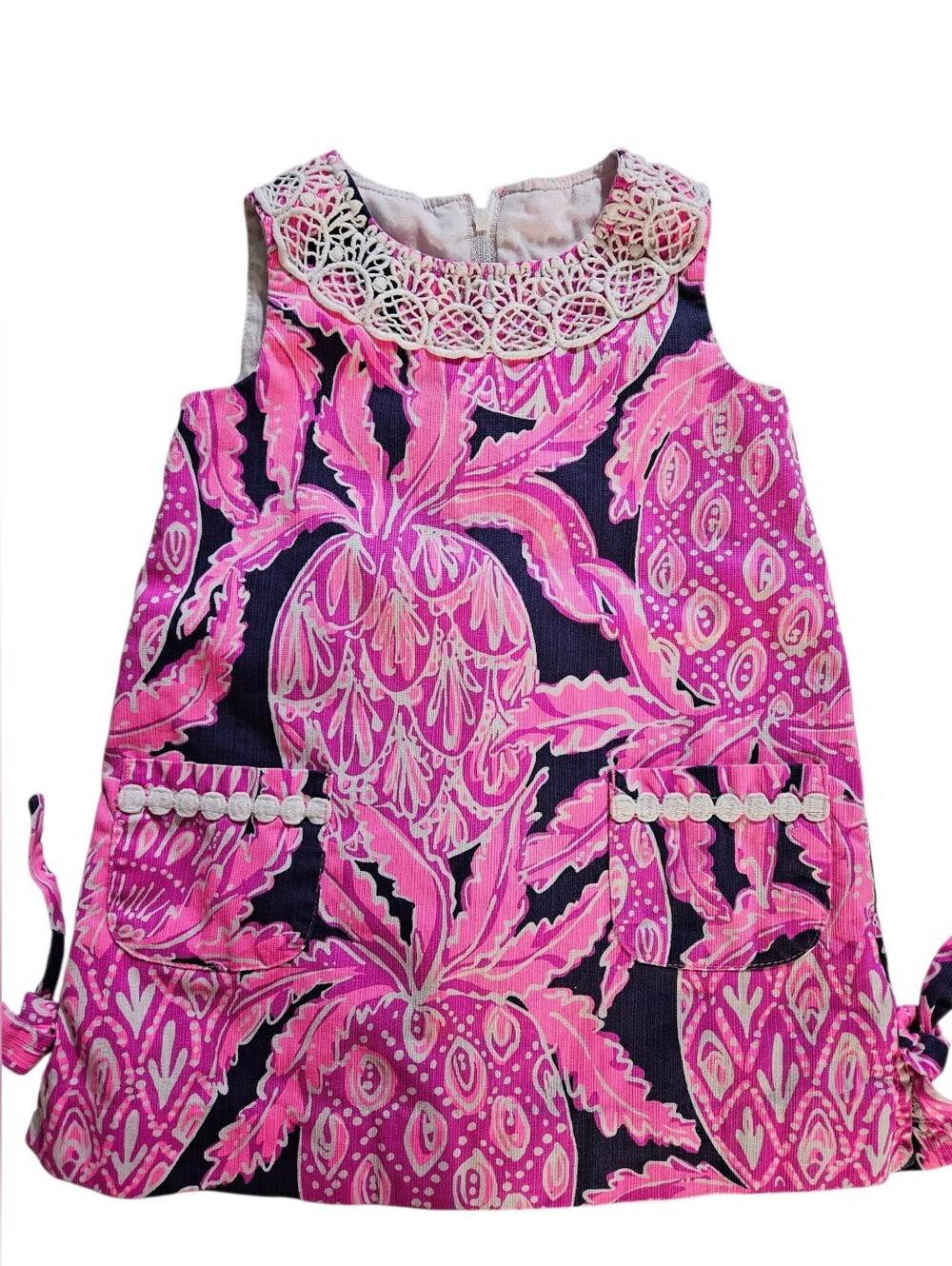Adorable Lily Pulitzer Shift Dress with Lace Collar, 2T